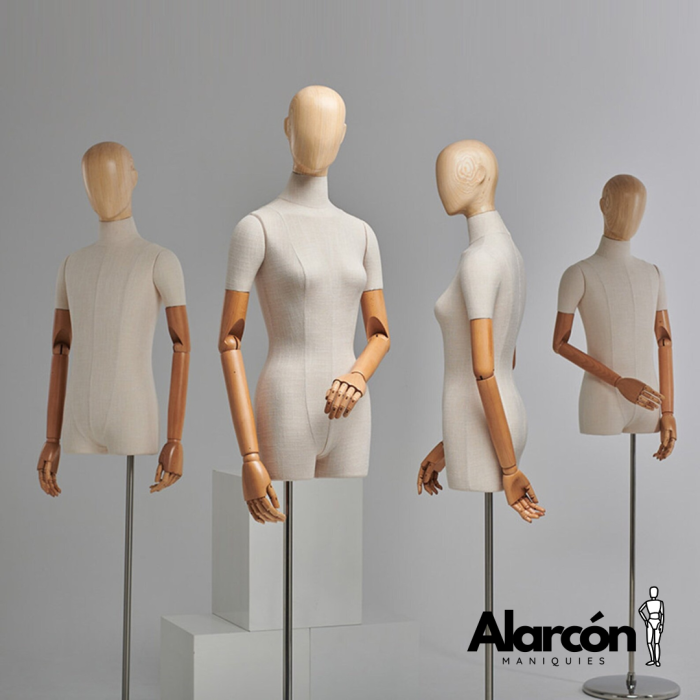 Maniquí Mujer/Hombre con brazos articulados de Madera para Sastrería - Imagen 1
