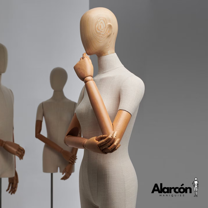Maniquí Mujer/Hombre con brazos articulados de Madera para Sastrería - Imagen 4